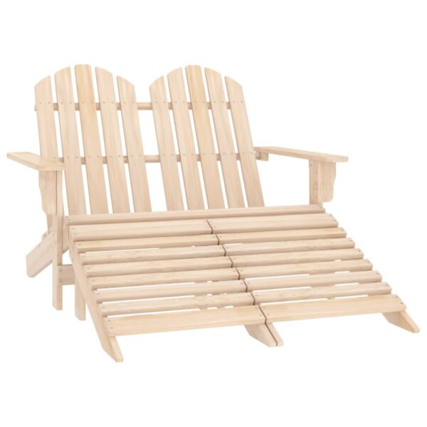vidaXL 2-Seater Patio Adirondack Chair & Ottoman Fir Wood