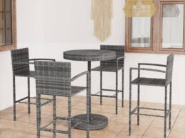 vidaXL 5 Piece Patio Bar Set Poly Rattan Gray