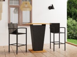 vidaXL 3 Piece Patio Bar Set Black
