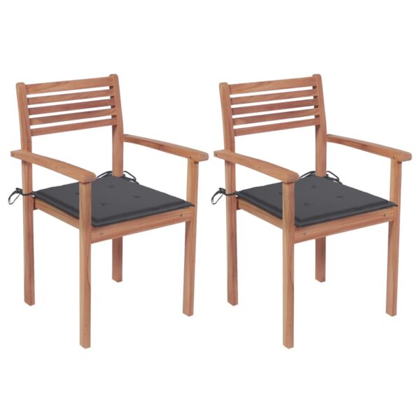 vidaXL Patio Chairs 2 pcs with Anthracite Cushions Solid Teak Wood