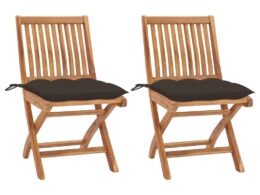 vidaXL Patio Chairs 2 pcs with Taupe Cushions Solid Teak Wood