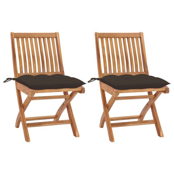 vidaXL Patio Chairs 2 pcs with Taupe Cushions Solid Teak Wood