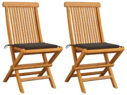 vidaXL Patio Chairs with Taupe Cushions 2 pcs Solid Teak Wood