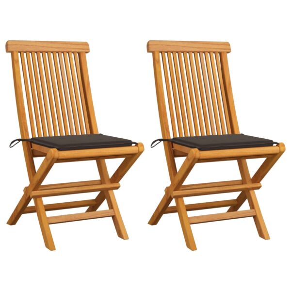 vidaXL Patio Chairs with Taupe Cushions 2 pcs Solid Teak Wood