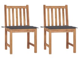 vidaXL Patio Chairs 2 pcs with Cushions Solid Teak Wood