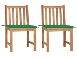 vidaXL Patio Chairs 2 pcs with Cushions Solid Teak Wood