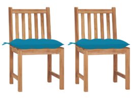 vidaXL Patio Chairs 2 pcs with Cushions Solid Teak Wood