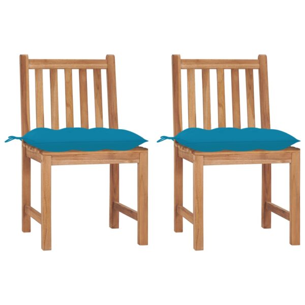 vidaXL Patio Chairs 2 pcs with Cushions Solid Teak Wood
