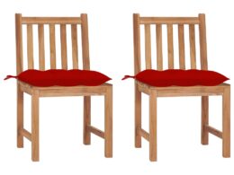 vidaXL Patio Chairs 2 pcs with Cushions Solid Teak Wood