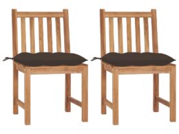 vidaXL Patio Chairs 2 pcs with Cushions Solid Teak Wood
