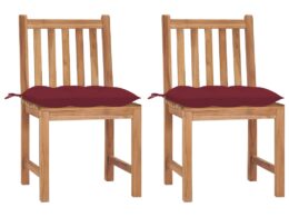 vidaXL Patio Chairs 2 pcs with Cushions Solid Teak Wood