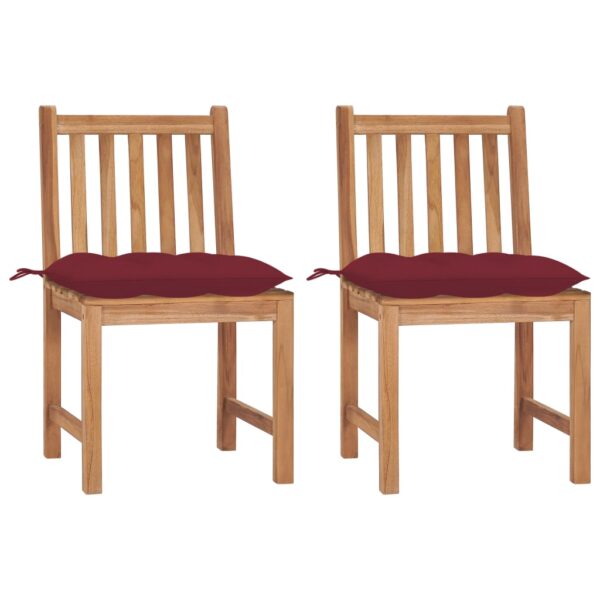 vidaXL Patio Chairs 2 pcs with Cushions Solid Teak Wood