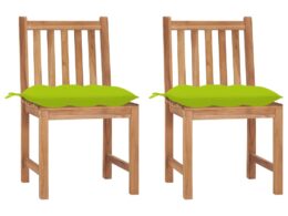 vidaXL Patio Chairs 2 pcs with Cushions Solid Teak Wood