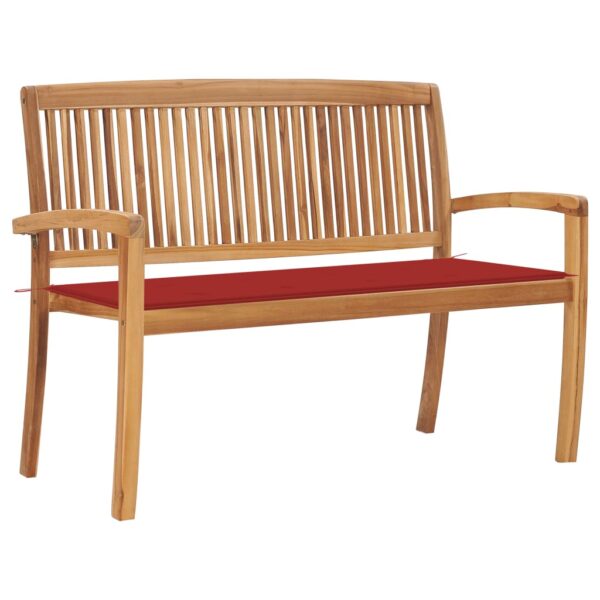 vidaXL Stacking Patio Bench with Cushion 50.6" Solid Teak Wood