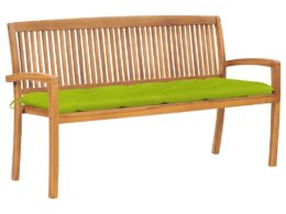 vidaXL Stacking Patio Bench with Cushion 62.6'' Solid Teak Wood