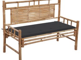 vidaXL Patio Bench with Cushion 47.2" Bamboo