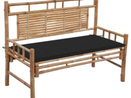 vidaXL Patio Bench with Cushion 47.2" Bamboo