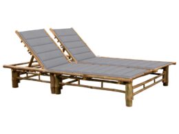 vidaXL 2-Person Sun Lounger with Cushions Bamboo