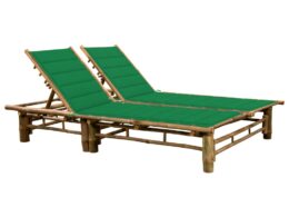 vidaXL 2-Person Sun Lounger with Cushions Bamboo