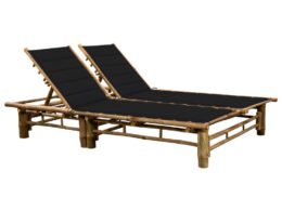 vidaXL 2-Person Sun Lounger with Cushions Bamboo
