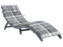 vidaXL Sun Lounger with Cushion Gray Solid Acacia Wood