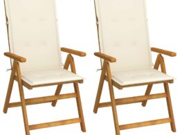 vidaXL Patio Reclining Chairs 2 pcs with Cushions Solid Acacia Wood