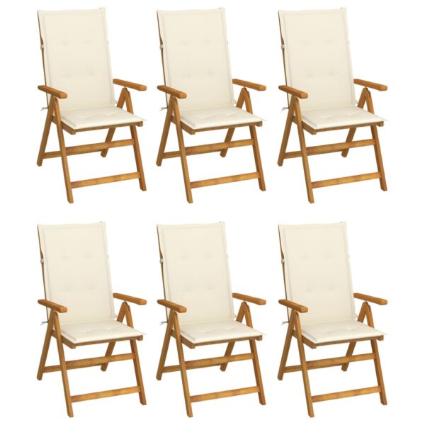 vidaXL Folding Patio Chairs 6 pcs with Cushions Solid Acacia Wood