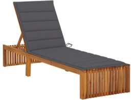 vidaXL Sun Lounger with Cushion Solid Acacia Wood