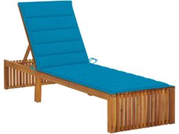 vidaXL Sun Lounger with Cushion Solid Wood Acacia
