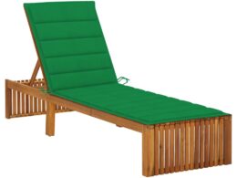 vidaXL Sun Lounger with Cushion Solid Acacia Wood
