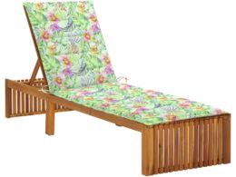 vidaXL Sun Lounger with Cushion Solid Acacia Wood