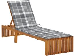 vidaXL Sun Lounger with Cushion Solid Wood Acacia