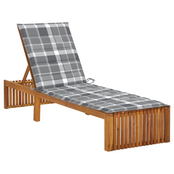 vidaXL Sun Lounger with Cushion Solid Wood Acacia