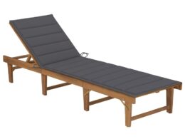 vidaXL Folding Sun Lounger with Cushion Solid Acacia Wood