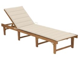 vidaXL Folding Sun Lounger with Cushion Solid Acacia Wood