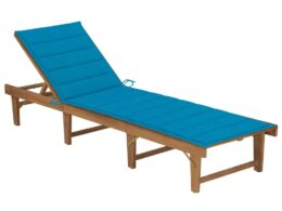 vidaXL Folding Sun Lounger with Cushion Solid Acacia Wood
