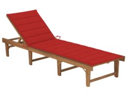 vidaXL Folding Sun Lounger with Cushion Solid Acacia Wood