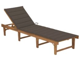 vidaXL Folding Sun Lounger with Cushion Solid Acacia Wood