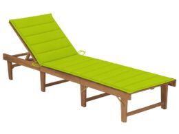 vidaXL Folding Sun Lounger with Cushion Solid Acacia Wood