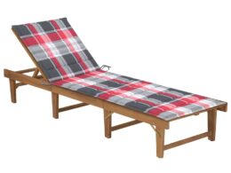 vidaXL Folding Sun Lounger with Cushion Solid Acacia Wood