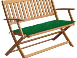 vidaXL Patio Bench with Cushion 47.2" Solid Acacia Wood