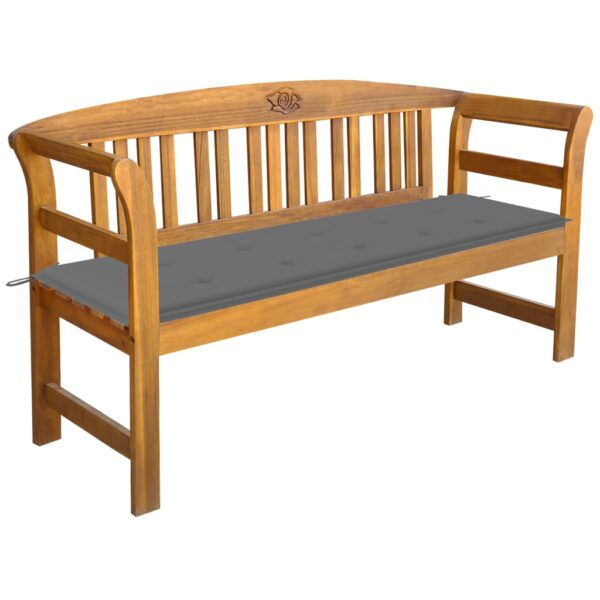 vidaXL Patio Bench with Cushion 61.8" Solid Acacia Wood