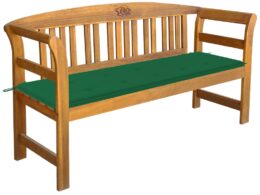 vidaXL Patio Bench with Cushion 61.8" Solid Acacia Wood