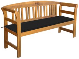 vidaXL Patio Bench with Cushion 61.8" Solid Acacia Wood