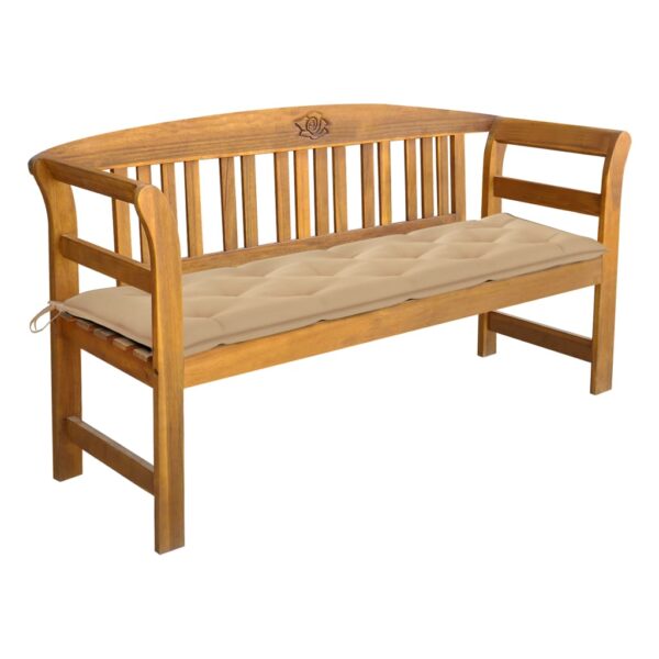 vidaXL Patio Bench with Cushion 61.8" Solid Acacia Wood