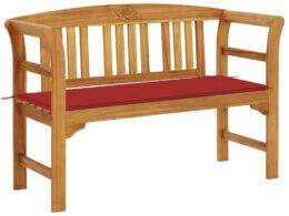 vidaXL Patio Bench with Cushion 47.2" Solid Acacia Wood