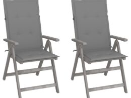 vidaXL Patio Reclining Chairs 2 pcs with Cushions Solid Acacia Wood