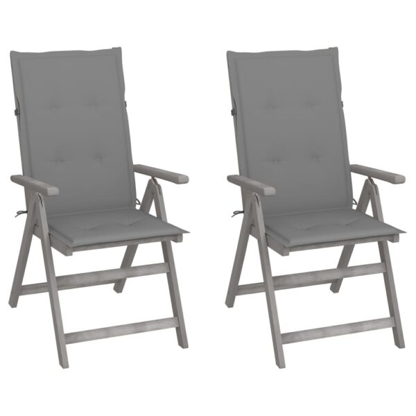 vidaXL Patio Reclining Chairs 2 pcs with Cushions Solid Acacia Wood