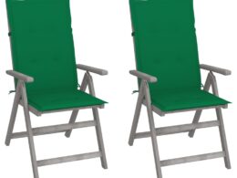 vidaXL Patio Reclining Chairs 2 pcs with Cushions Solid Acacia Wood