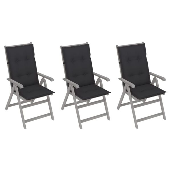 vidaXL Patio Reclining Chairs 3 pcs with Cushions Solid Acacia Wood